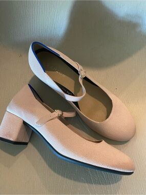 Rothys The Mary Jane Rosebud Pink Block Heel Pump Shoes Womens 9
